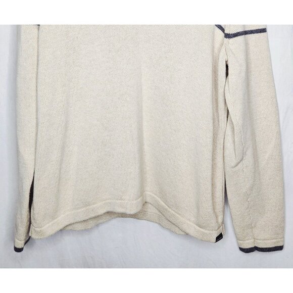 Eddie Bauer Men's 1/4 Zip Mock Neck Sweater Gray Off White Stripe Large - Picture 5 of 6